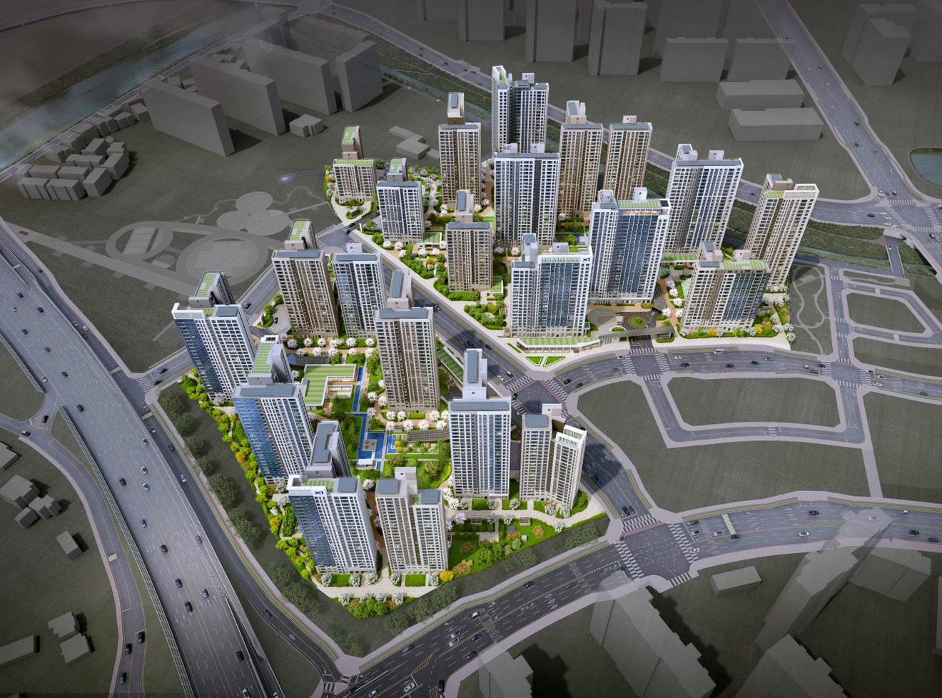 1,783세대 대단지 자이 단지 조감도